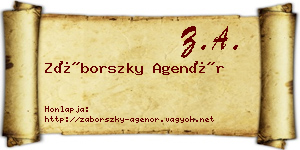 Záborszky Agenór névjegykártya
